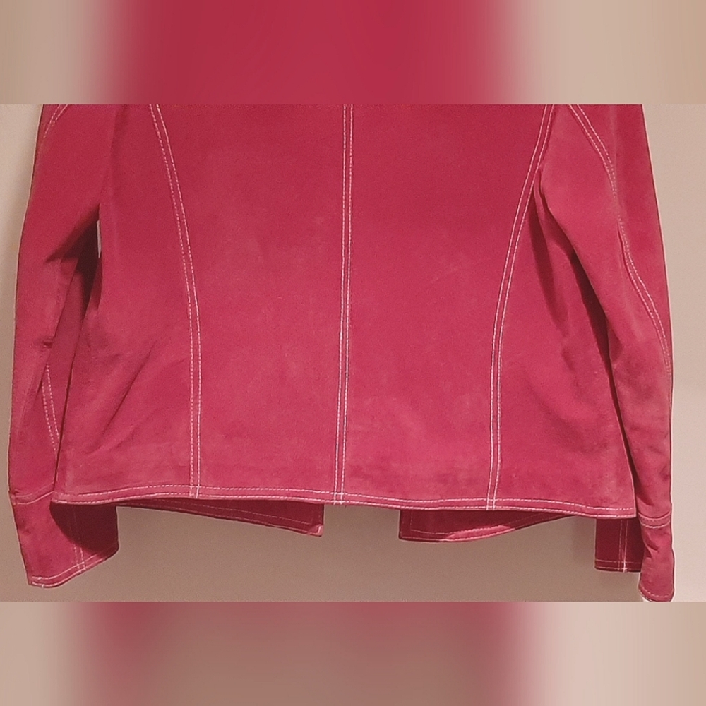 Hot Pink Suede Leather Jacket - Picture 6 of 14